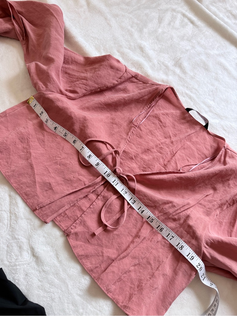 Zara Dusty Rose Tie-Front Crop Top - Picture 7 of 7